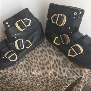 Rare Versace Black Leather Sneaker Boots for H&M